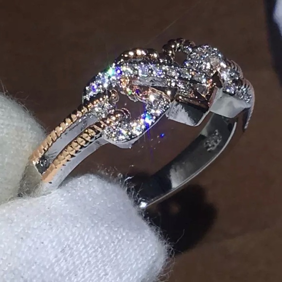 Silver Rose Gold Infinity Heart Ring - Picture 2 of 8